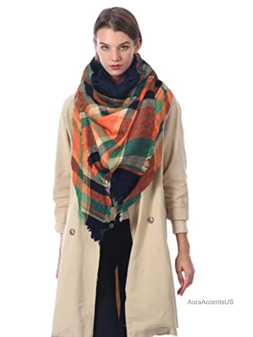 Soft Tartan Plaid Shawl Wrap Scarf Cape Blanket Large Cozy Winter